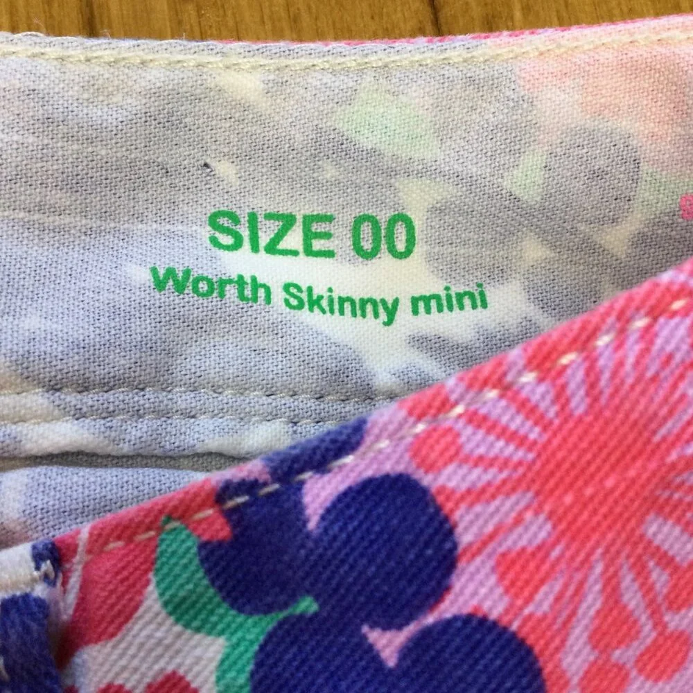 Lilly Pulitzer Worth Skinny Mini Floral Print Jeans Size 00 Multicolor Preppy